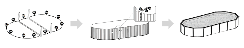 Piscina fuori terra in acciaio Ovale autoportante White Pool 610x360 bianca h. 130 cm: compreso nel kit: istruzioni di montaggio