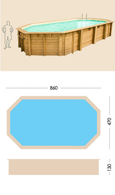 Piscina in legno fuori terra da esterno Ocean 860x470 Liner sabbia: specifiche tecniche