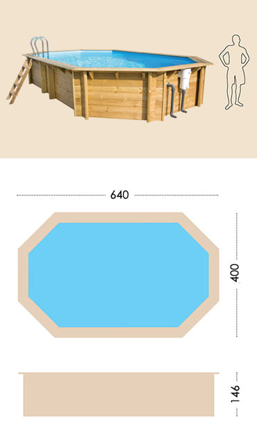 Piscina in legno fuori terra da esternoWEVA LUXE 640 - h.146 cm: specifiche tecniche