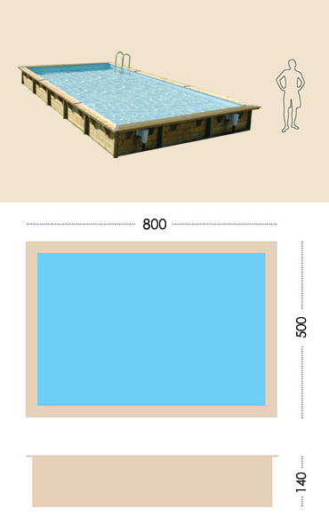 Piscina in legno fuori terra da esterno MASTER POOL 800x500 Liner azzurro: specifiche tecniche