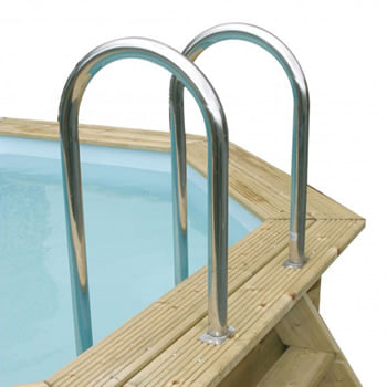 Kit piscina della  piscina in legno fuori terra da esterno OCEAN 610x400 Liner azzurro: Scala interna in acciaio