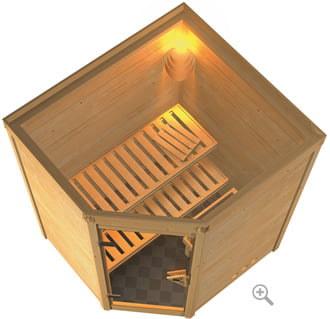 Sauna infrarossi Alicia: vista in 3D dall’alto