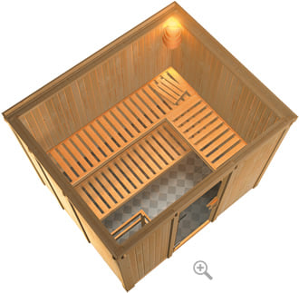Sauna finlandese classica Eleonora coibentata - sezione vista dall'alto