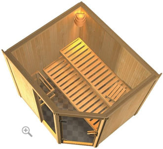 Sauna finlandese classica Fedora 2 coibentata - sezione vista dall'alto