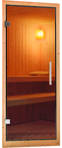 Sauna finlandese classica Eleonora coibentata - Porta moderna in vetro bronzato
