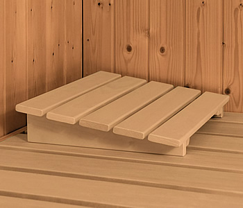Sauna finlancese classica da casa in kit in legno massello di abete 40 mm Fiordaliso da interno: Kit sauna - Poggiatesta in legno massello di pioppo
