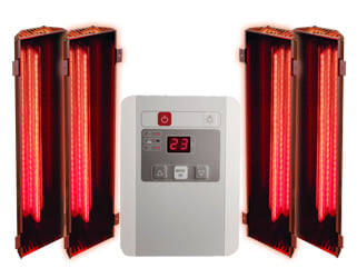 Sauna infrarossi Variado: set di 4 lampade a infrarossi con pannello di controllo esterno